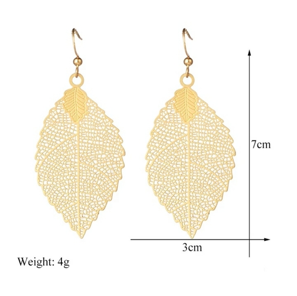 3 Pair Set Filigree Leaf Waterdrop Dangle Earring - Picture 5 of 16